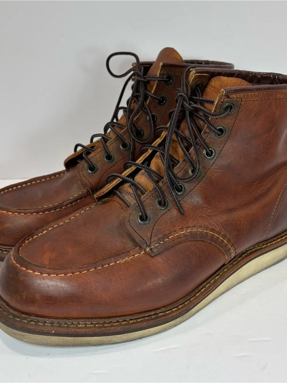 Vtg Red Wing Classic Moc Toe Boot Men 9.5 D Brown Leather Insole 1907 Heritage